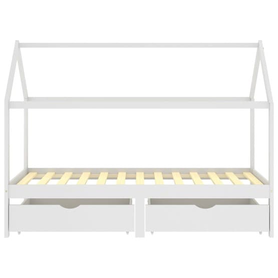 Sängram Med Lådor Vit Massiv Furu 90X200 Cm