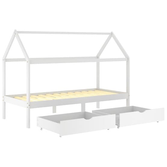 Sängram Med Lådor Vit Massiv Furu 90X200 Cm