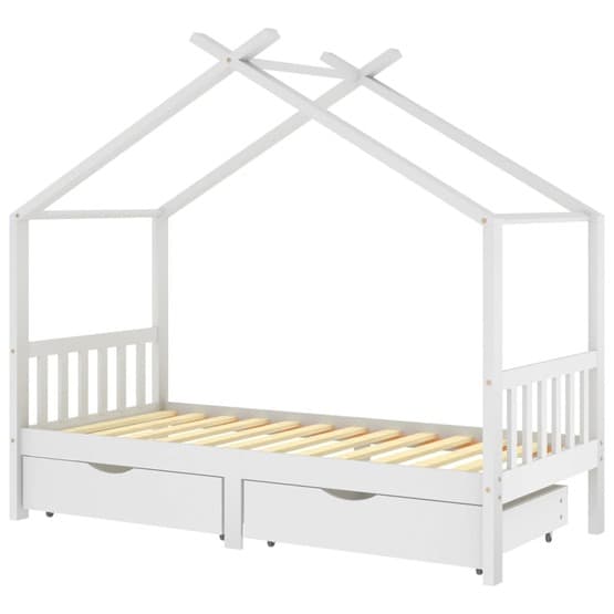 Sängram Med Lådor Massiv Furu 90X200 Cm Vit