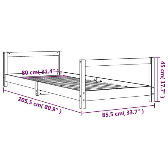 Sängram För Barnsäng 80X200 Cm Svart Massiv Furu