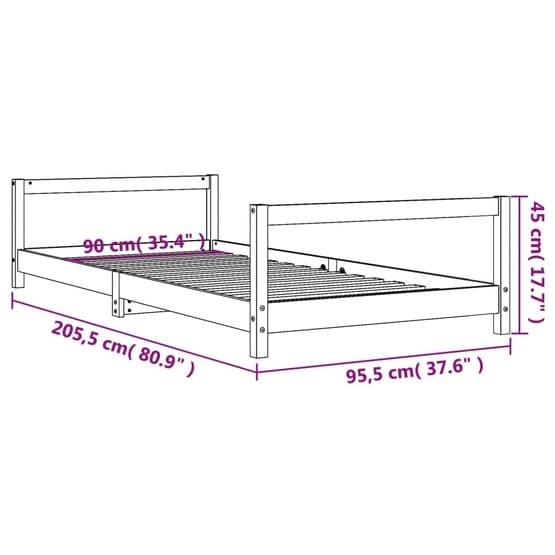 Sängram För Barnsäng 90X200 Cm I Massiv Furu