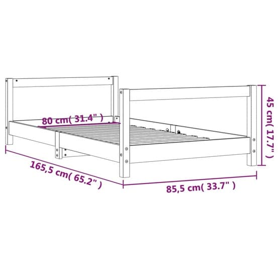 Sängram I Massiv Furu Barnsäng Vit 80X160 Cm