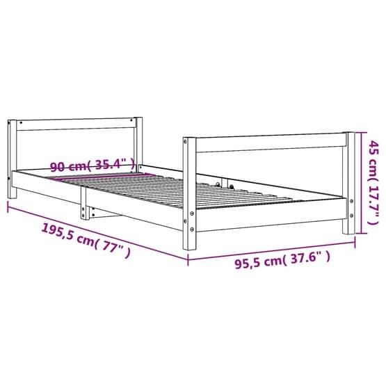Sängram För Barn 90X190 Cm Massiv Furu Vit