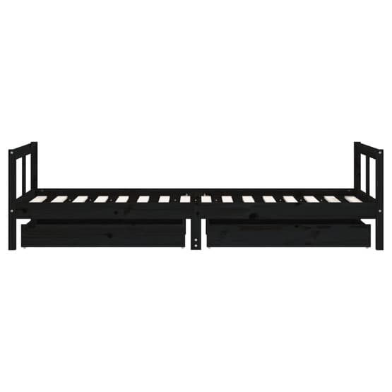 Sängram Barnsäng M. Lådor 80X200 Cm Massiv Furu Svart