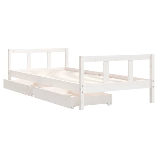 Sängram Barnsäng M. Lådor 90X200 Cm Massiv Furu Vit