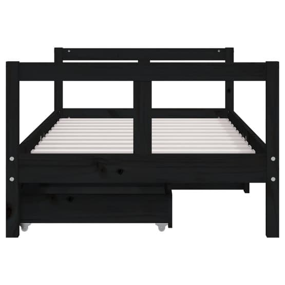 Sängram Med Lådor För Barnsäng 80X160 Cm Massiv Furu Svart