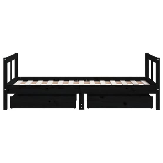 Sängram Med Lådor För Barnsäng 80X160 Cm Massiv Furu Svart