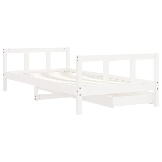 Sängram Med Lådor I Massiv Furu För Barn Vit 90X190 Cm
