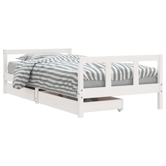 Sängram Med Lådor I Massiv Furu För Barn Vit 90X190 Cm