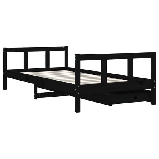 Sängram Med Lådor För Barn 90X190 Cm Massiv Furu Svart