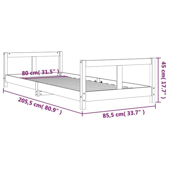 Sängram Barnsäng I Massiv Furu Svart 80X200 Cm