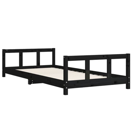 Sängram Barnsäng 90X200 Cm Massiv Furu Svart