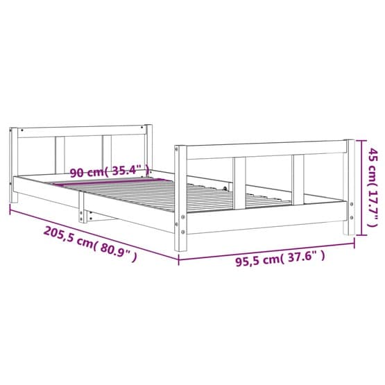 Sängram Barnsäng 90X200 Cm Massiv Furu Svart