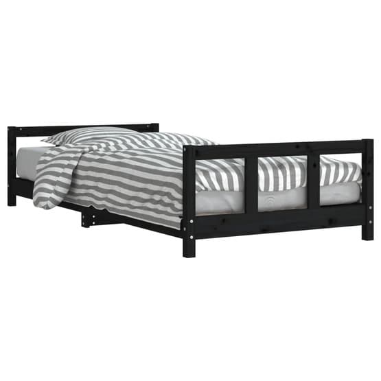 Sängram Barnsäng 90X200 Cm Massiv Furu Svart