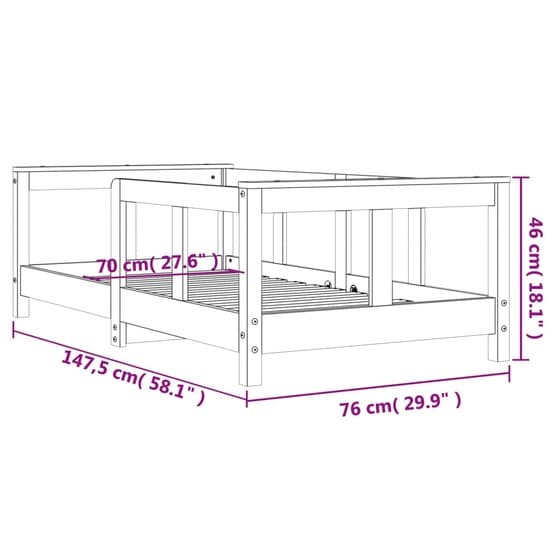 Sängram För Barnsäng 70X140 Cm I Massiv Furu