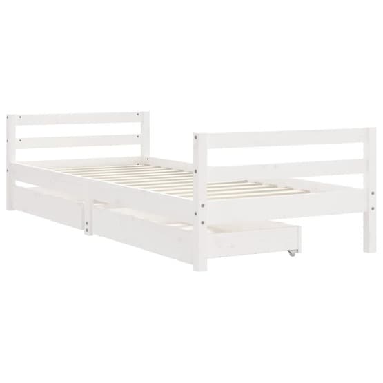 Sängram För Barnsäng M. Lådor Vit 80X200 Cm Massiv Furu