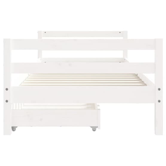 Sängram För Barnsäng M. Lådor Vit 80X200 Cm Massiv Furu