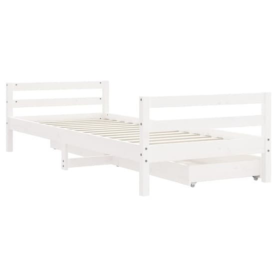 Sängram För Barnsäng M. Lådor Vit 80X200 Cm Massiv Furu