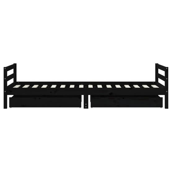 Sängram För Barnsäng M. Lådor 80X200 Cm Massiv Furu Svart