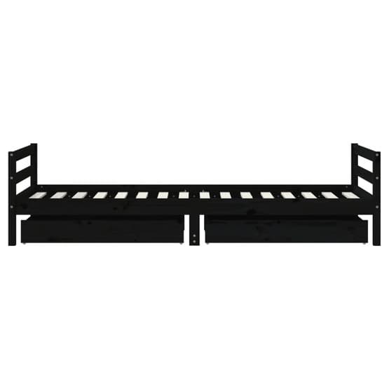 Sängram För Barnsäng M. Lådor 90X200 Cm Massiv Furu Svart