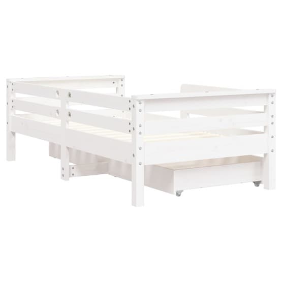 Sängram Barnsäng M. Lådor 70X140 Cm Massiv Furu Vit