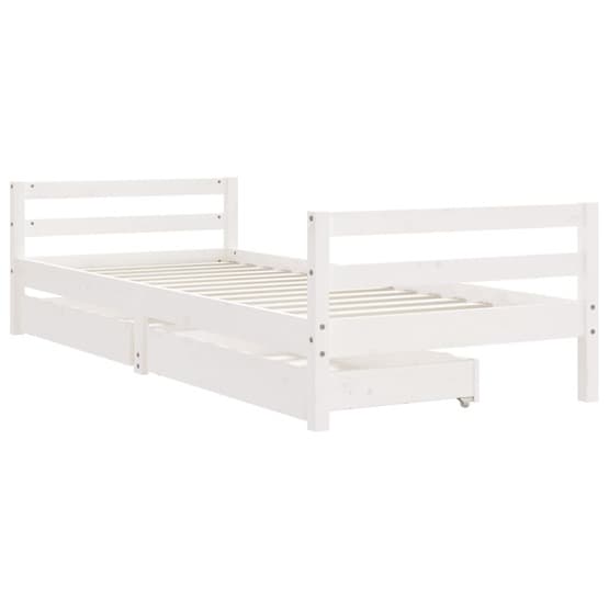 Sängram Med Lådor För Barn Vit 90X190 Cm Massiv Furu