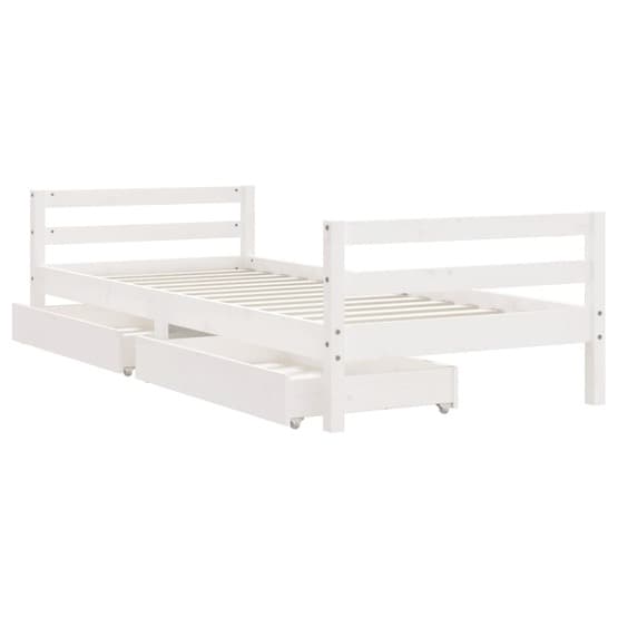 Sängram Med Lådor För Barn Vit 90X190 Cm Massiv Furu