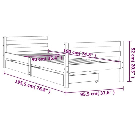 Sängram Med Lådor För Barn Vit 90X190 Cm Massiv Furu