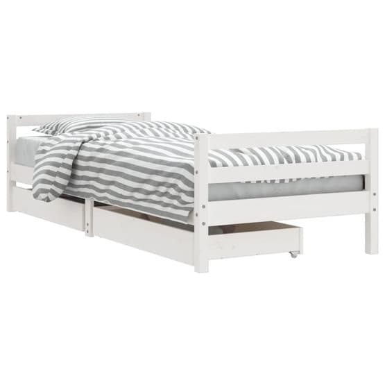 Sängram Med Lådor För Barn Vit 90X190 Cm Massiv Furu
