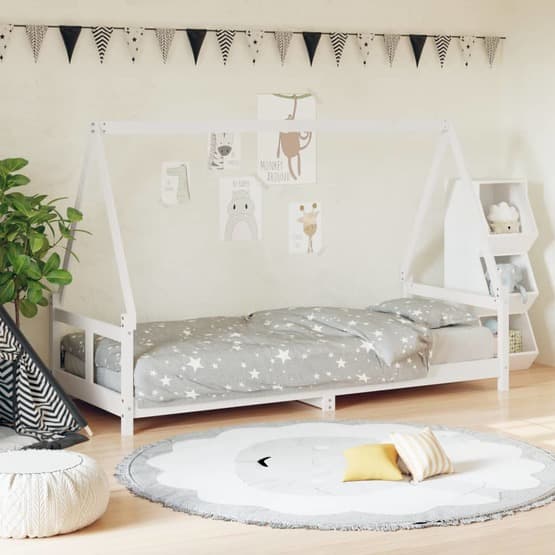 Sängram Barnsäng 80X200 Cm Massiv Furu Vit