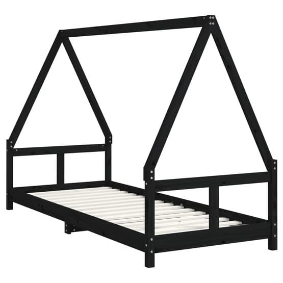 Sängram För Barnsäng 80X200 Cm Massiv Furu Svart
