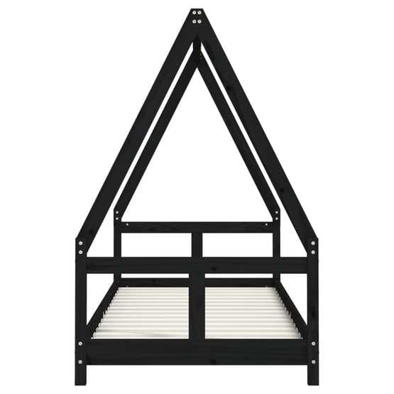 Sängram För Barnsäng 80X200 Cm Massiv Furu Svart