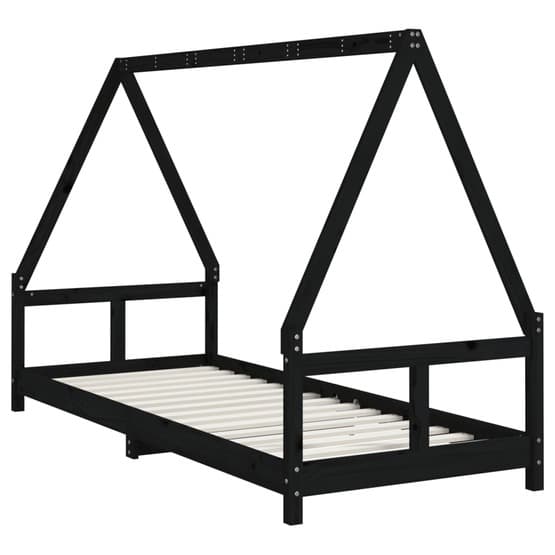 Sängram För Barnsäng 80X200 Cm Massiv Furu Svart