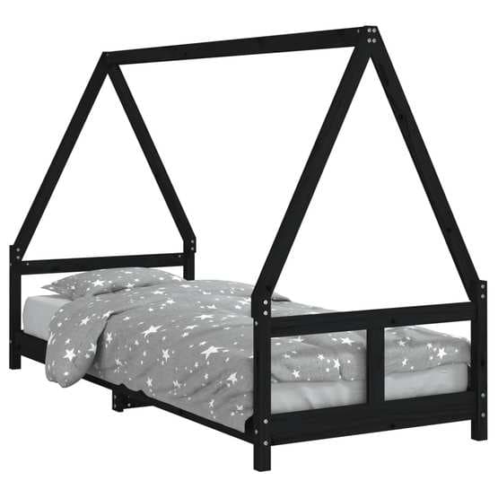 Sängram För Barnsäng 80X200 Cm Massiv Furu Svart