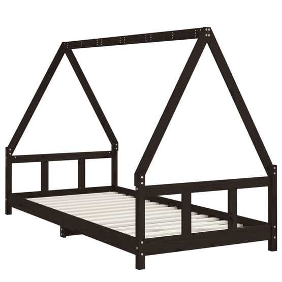 Sängram Barnsäng I Massiv Furu 90X200 Cm Svart