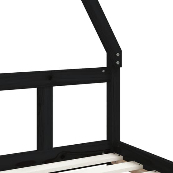 Sängram Barnsäng I Massiv Furu 90X200 Cm Svart