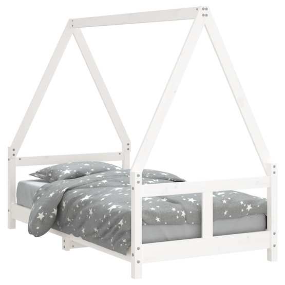Sängram Vit Barnsäng Vit 80X160 Cm Massiv Furu