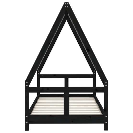 Sängram Barnsäng 80X160 Cm Massiv Furu Svart