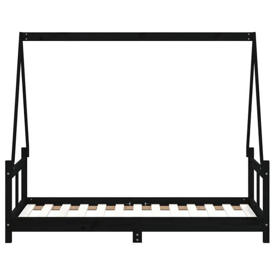 Sängram Barnsäng 80X160 Cm Massiv Furu Svart