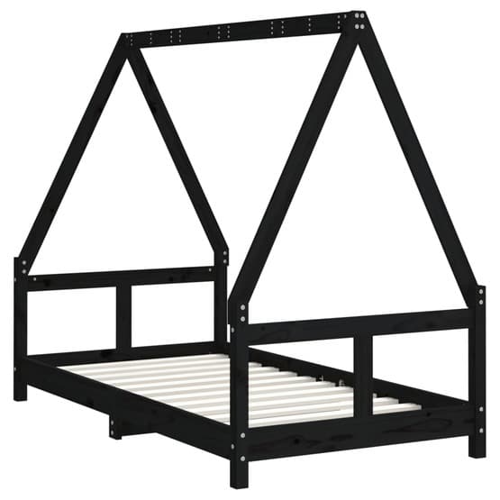 Sängram Barnsäng 80X160 Cm Massiv Furu Svart