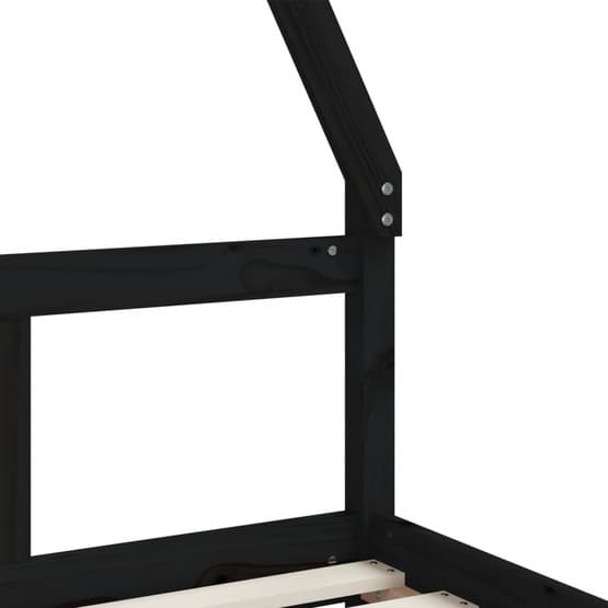 Sängram Barnsäng 80X160 Cm Massiv Furu Svart