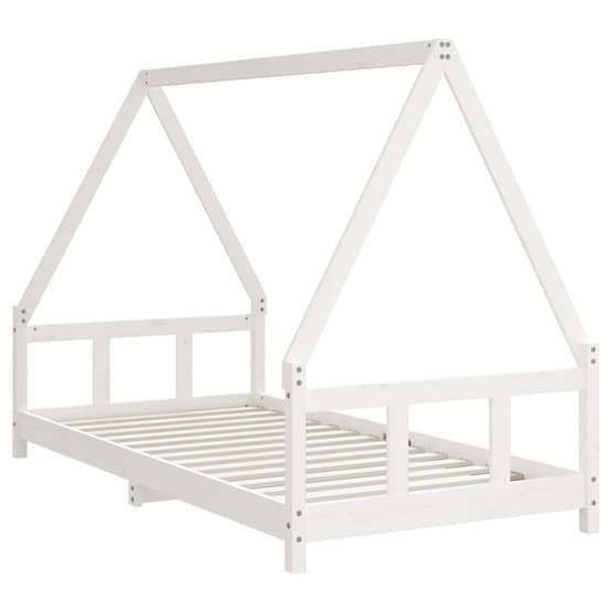 Sängram För Barn Massiv Furu Vit 90X190 Cm