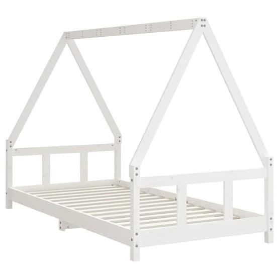 Sängram För Barn Massiv Furu Vit 90X190 Cm