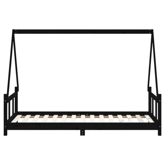 Sängram I Massiv Furu Barn 90X190 Cm Svart
