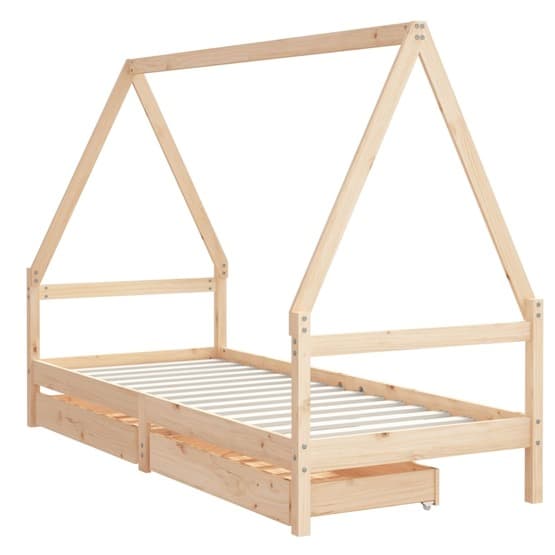 Sängram För Barnsäng M. Lådor I Massiv Furu 80X200 Cm