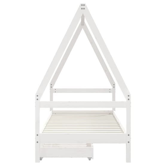 Sängram För Barnsäng M. Lådor 80X200 Cm Massiv Furu Vit