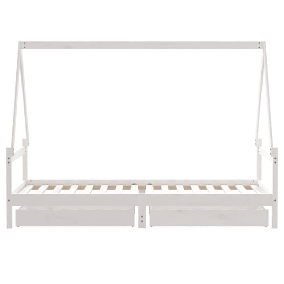 Sängram För Barnsäng M. Lådor 80X200 Cm Massiv Furu Vit