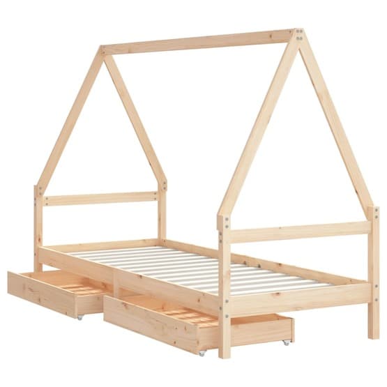 Sängram För Barnsäng M. Lådor 90X200 Cm Massiv Furu
