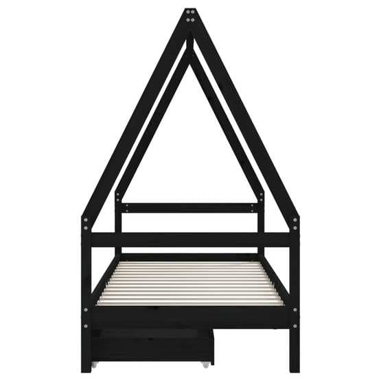 Sängram Med Lådor För Barn Svart 90X190 Cm Massiv Furu