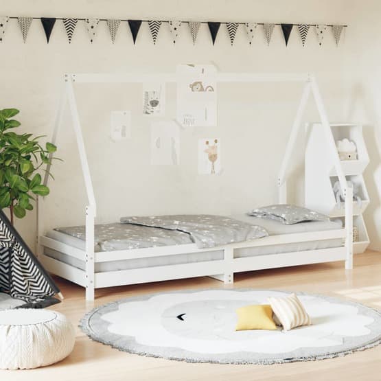 Sängram I Massiv Furu För Barnsäng Vit 80X200 Cm